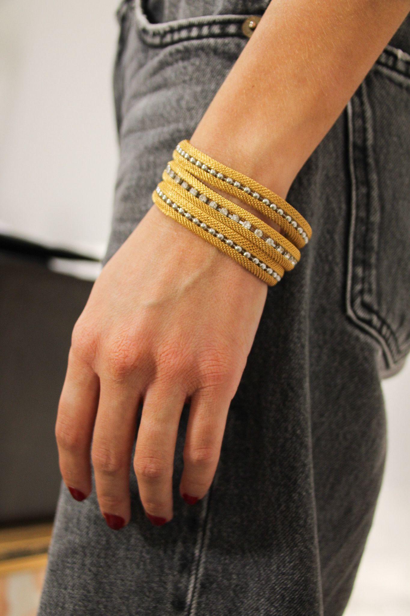 Pulsera Acero Triples Strass